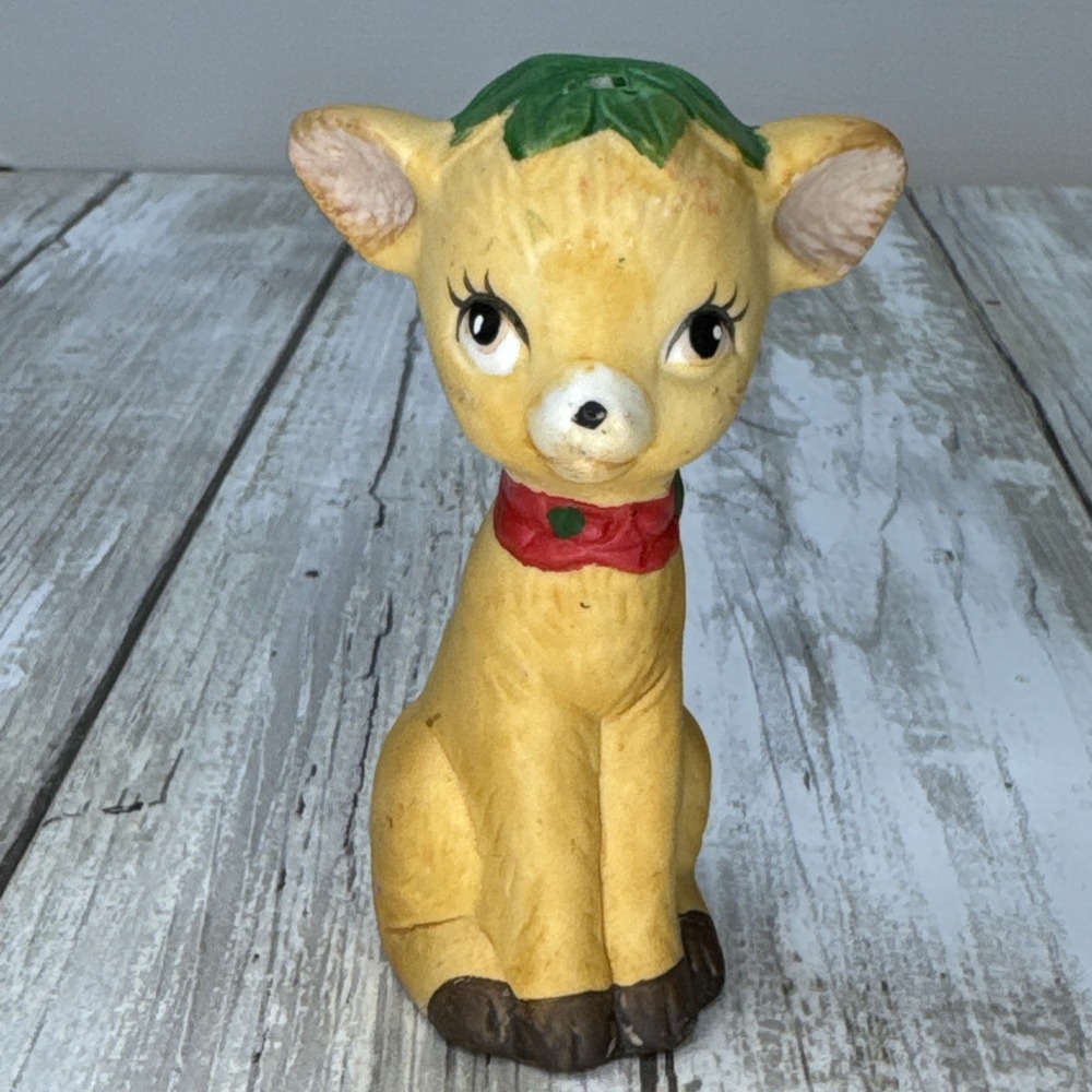 Vintage Christmas Reindeer Fawn Doe Deer Pepper Shaker‎ Ceramic (ONE)